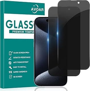 2 Pack Privacy Screen Protector for iPhone 15 Pro Max, Privacy Screen iPhone 15 Pro Max 6.7 Inch Tempered Full Screen Glass Film, Anti-Spy, Bubble Free, Case Friendly