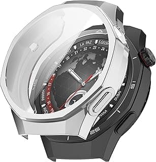 Protective Case compatible with Huawei Watch GT 5 Pro 46mm, All-around Flexible TPU Case with Built-in Screen Protector, Soft Frame & Shockproof Cover fit Huawei Watch GT5 Pro (Silver)