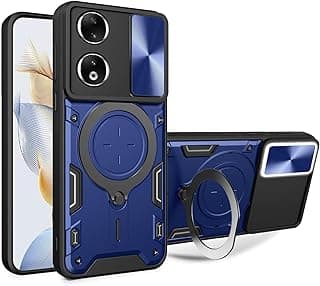 جراب حماية متوافق مع هونر X7B مع غطاء منزلق للكاميرا وحامل حلقي مدمج يدور 360 درجة ومسند مضاد للصدمات لهاتف X7b 4G - X7b 5g من جرابست ازرق