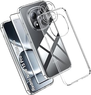 Case for Xiaomi Redmi Note 15 Pro Plus 5G Cover with 1 Piece Screen Protector for Tempered Glass Screen Protector Transparent Mobile Phone Case Transparent Silicone TPU Protective Case