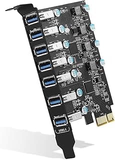 بطاقة توسيع بمنفذ PCIe USB 3.0، 7 منافذ، اسود، محول محور داخلي للكمبيوتر المكتبي