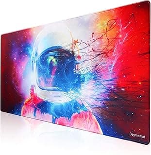 قاعدة ماوس للالعاب بتصميم رائد فضاء تجريدي - مقاس 80 × 30 سم - حواف مخيطة وقاعدة مطاطية مضادة للانزلاق - مثالية لجميع حساسيات الماوس والمستشعرات - حركات ماوس سريعة