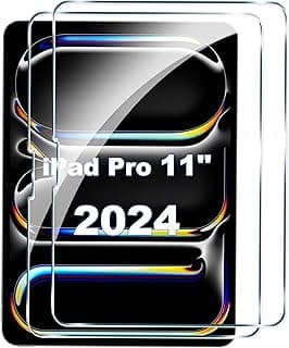 Effcotuo Tempered Glass Screen Protector for iPad Pro 11 Inch 2024 Tempered Glass Screen Protector [9H Hardness] [Scratch-Resistant] Simple Tempered for iPad Pro 2024 11 Inch 2 Pieces
