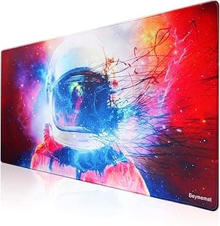 قاعدة ماوس العاب بتصميم تجريدي لرائد الفضاء - حجم 80 × 30 سم - مطاطية مضادة للانزلاق بحواف مخيطة - مثالية لجميع حساسيات الماوس والمستشعرات - لحركات سريعة