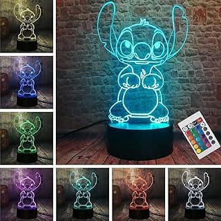 Stitch 3D LED Night Light with Smart Remote Control 16 Colors for Kids Room Decor and Holiday Gifts