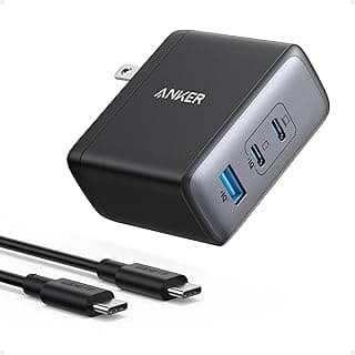 شاحن من أنكر بمنفذ USB-C متوافق مع آيفون 15 و جالاكسي S23 بـ3 منافذ بقدرة 100 واط مع شحن سريع و تقنية GaN و تصميم مدمج