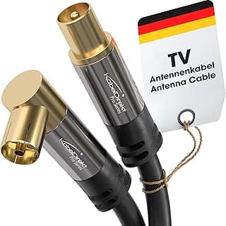 كابل KabelDirekt بطول 1 متر 75 Ohm لهوائي HDTV، موصل متحد المحور 90 درجة أنثى > موصل متحد المحور مستقيم ذكر، كابل للتلفزيون، HDTV، راديو، DVB-T2، DVB-C، DVB-S