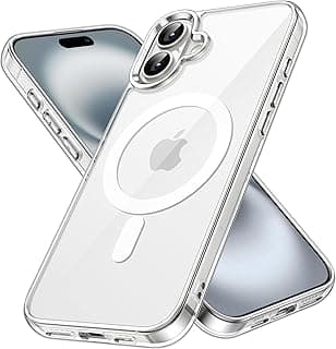 جراب مغناطيسي لهاتف iPhone 16 مقاس 6.1 بوصة متوافق مع MagSafe، جراب ممتص للصدمات، ظهر شفاف مضاد للخدش (شفاف)