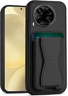 Dl3 Mobilak Leather Wallet Case Compatible with Tecno Camon 30 4G, Leather Back Cover With TPU Frame, Shockproof Protective Phone Case with Card Holder Stand (Black)
