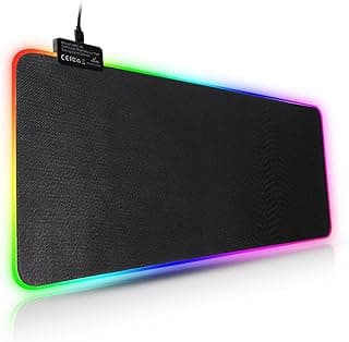 قاعدة ماوس للألعاب بإضاءة RGB مقاس 800×300×4 ملم، قاعدة ماوس ولوحة مفاتيح قابلة للتمدد مع قاعدة مطاطية مضادة للانزلاق و7 أوضاع إضاءة، قاعدة ماوس بإضاءة ليد مضيئة للاعبي الكمبيوتر بلون أسود من ترينشن