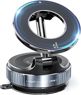 Vacuum Magnetic Phone Stand for Car, Vacuum Magnetic Phone Holder for Car, Foldable, 360° Adjustable Magnetic Suction Cup Car Phone Stand for Mag-Safe / All Smartphones