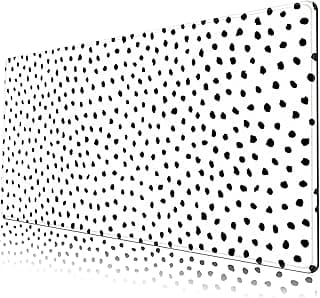 لوحة ماوس للألعاب بتصميم أسود منقط بولكا بمقاس 80 × 30 سم للوحة المفاتيح والماوس، قاعدة مطاطية مانعة للانزلاق بحواف مخيطة مقاومة للماء، إصدار السرعة