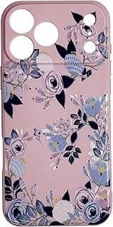 Silicon Soft Case Microfiber Lining with 3D Flowers Prints For Apple iPhone 17 Pro Max (Pink Flowers)