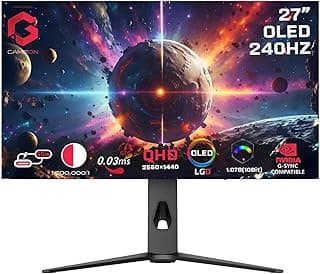 شاشة جيمنج 27 بوصة OLED QHD اسود، 240Hz، 0.03ms، HDMI 2.1, DP 1.4, USB-C 65W, HDR10, FreeSync, G-Sync، الوان 10-Bit، تغطية الوان 98.5% DCI-P3، KVM، RGB، قابلة لتعديل الارتفاع والميل والدوران