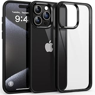 جراب لهاتف ابل iPhone 15 Pro Max مقاس 6.7 بوصة، شفاف كريستالي [مضاد للاصفرار] [حماية عسكرية من السقوط] جراب حماية نحيف مقاوم للصدمات (أسود)