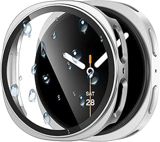 جراب مقاوم للماء لساعة سامسونج Galaxy Watch 8 مقاس 44 مم مع واقي شاشة زجاجي، غطاء صلب PC ممتص للصدمات - لا يسبب ضباب، استجابة سريعة للمس