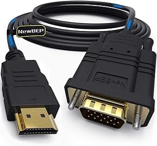 نيوبيب كيبل محول HDTVالى VGA بطول 6 قدم/1.8 متر مطلي بالذهب بدقة 1080P ذكر يدعم النوت بوك والكمبيوتر ومشغل دي في دي واللابتوب والتلفزيون وجهاز العرض وغيرها