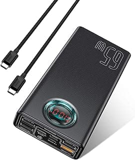 شاحن USB نوع سي محمول، باور بانك 30000 مللي امبير في الساعة 65 وات، حزمة بطارية شحن سريع للاب توب وشاحن USB C 100 وات شاحن حائط USB C [جان تيك]