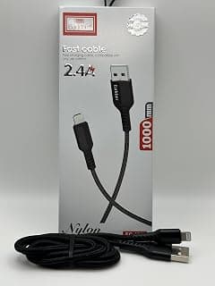1 Meter Braided Nylon Lightning USB Charging and Data Sync Cable for iPhone, Durable Mobile Wire - كابل شحن وداتا ايفون لايتنينج نايلون