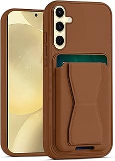 Dl3 Mobilak Leather Wallet Case Compatible with Samsung Galaxy S25, Leather Back Cover With TPU Frame, Shockproof Protective Phone Case with Card Holder Stand (Brown)