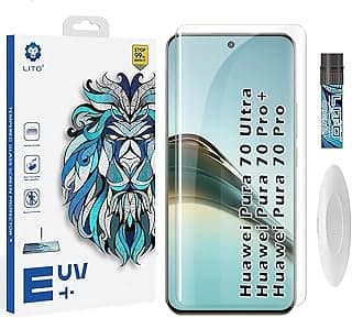 اسكرينة حماية للشاشة Li-to من Dl3 Mobilak لهاتف هواوي Pura 70 Ultra/Pura 70 Pro/Pura 70 Pro+ [زجاج مقسى سائل UV] لاصق كامل للشاشة [لمس حساس][متوافق مع بصمة الإصبع] شفاف عالي الدقة