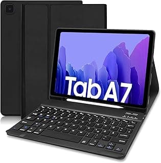 Lielax Keyboard Case for Samsung Galaxy Tab A7 10.4 Inch 2022/2020 (QWERTZ Layout), Magnetic Detachable German Keyboard with Pencil Holder (SM-T500/T505/T507), Black