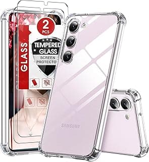 Clear Case for Samsung Galaxy S24 FE with 2 x Screen Protector Tempered Glass, Shockproof [Ultra Slim] Scratch Resistant Gel Rubber Silicone [Protective Case] Cover for Samsung Galaxy S24 FE