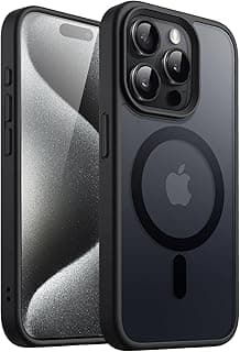 Shock-absorbing Slim Fit Bumper Case Solid Matte Black TPU Frame Anti-Scratch Clear Magnetic Back for Apple iphone (15 Pro Max)
