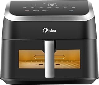 Airfryer MF-CY85WK, Widemax +30%, One-Touch Presets,HeatXpress Technology57% increase in cooking efficiency, See-Thru, Metal Inner Shell, Fluorine-free Coating, safe and healthy, 9Liters, Black