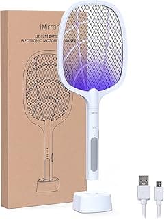 Indoor Electric Bug Zapper Racket，Mosquito Fly Killer Zapper，Mosquitoes Lamp & Racket 2 in 1，USB Rechargeable Electric Fly Swatter for Home and Outdoor Powerful Grid 3-Layer Mesh
