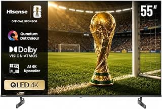 55 Inch QLED 4K VIDAA Smart TV, Dolby Vision Atmos, 4K AI Upscaler, Game Mode Plus, Voice Control, Black - 55Q6N