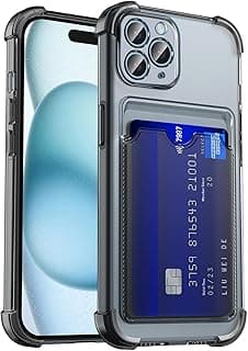 iPhone 11 Pro 5.8-Inch Case Clear Card Holder Back Wallet Crystal Transparent Soft TPU Shockproof Bumper Corner Drop Protection Phone Case Cover With Camera Lens Protection - Black