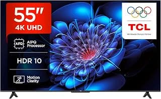 TCL تلفزيون ذكي P6K LED 4K UHD HDR مقاس 55 بوصة | تلفزيون جوجل، 60 هرتز، HDR 10، معالج AiPQ، صوت دولبي، ام اي ام سي، HDMI 2.1، بلوتوث 5.2، واي فاي 5، تصميم بدون حواف (55P6K - موديل 2025)