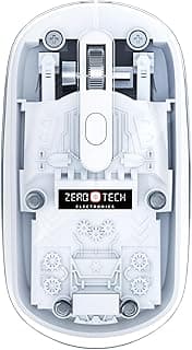 Zero Tech ZPCM-WLW Wireless Mouse, Tri-Mode 2.4G & Bluetooth, Rechargeable 300mAh, 3 DPI Levels, 10m Range, with LED Logo Light, Compatible with Windows XP/7/8/8.1/10 (White)