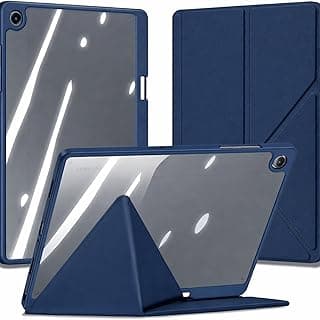 جراب هجين لجهاز سامسونج جالاكسي TAB A9+/A9 Plus مقاس 11 بوصة مع مكان للقلم - جراب حماية ضد الصدمات بظهر شفاف (أزرق)