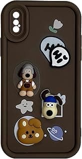 جراب سيليكون TPU من Mobile Magic مع حماية للكاميرا وأشكال ثلاثية الأبعاد لهاتف ابل iPhone X/XS (كلب بني)