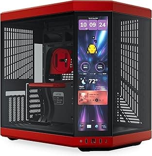 HYTE Y70 Touch Infinite Dual Chamber ATX Mid Tower Modern Aesthetic Case with Integrated 2.5K LCD Touchscreen - Black Cherry