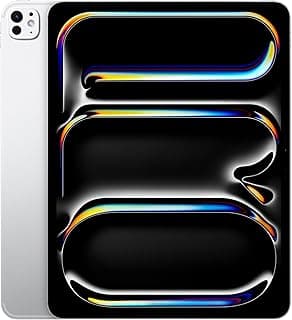 ابل ايباد برو 13 بوصة (M4): شاشة Ultra Retina XDR، سعة 512GB، كاميرا أمامية 12MP وخلفية 12MP، ماسح ضوئي LiDAR، واي فاي 6E + شبكة 5G مع eSIM، بطارية تدوم طوال اليوم - فضي