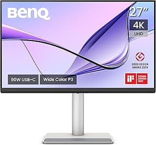 شاشة بيكيو MA270U 27 بوصة 4K (3840×2160) لشاشات ماك بوك برو/ اير، بمنفذين USB-C، طاقة 90 وات، مطابقة ألوان ماك، مركز USB، تحكم في السطوع والصوت من خلال ماك، حامل قابل للتعديل، ونطاق ألوان P3