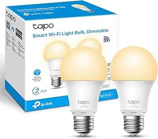 تي بي لينك لمبة ذكية، إضاءة LED واي فاي، E27، 8.7 وات، موفرة للطاقة، تعمل مع أمازون أليكسا وجوجل هوم، إضاءة بيضاء دافئة قابلة للتعتيم، لا تحتاج لهب - L510E (عبوة من 2)