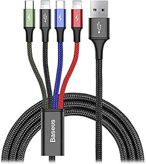 Rapid Series 4-in-1 Fast Charging Cable 3.5A【 2x Lightning + Type-C+ Micro 】for Apple iPhone iPad Samsung Galaxy Huawei Oppo Xiaomi and All Devices - 1.2 Meter
