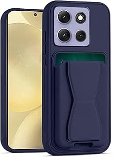 Leather Wallet Case Compatible with Motorola Moto G56 5G, Leather Back Cover With TPU Frame, Shockproof Protective Phone Case with Card Holder Stand (Blue)