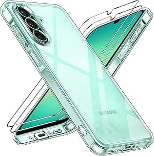 Never Yellowing Clear Case for Samsung Galaxy A26 5G, 1 Mobile Phone Case with 2 Pieces Tempered Glass Protection, Military Protection, Shockproof Transparent Protective Case, Thin Transparent