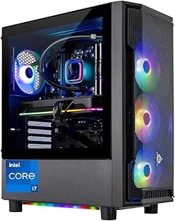 كمبيوتر مكتبي شادو للالعاب من سكاي تيك - انتل كور i7 13700F 2.1GHz انفيديا RTX 4060 1TB NVME SSD، 16GB DDR4 RAM 3200، وحدة امداد طاقة ذهبية 600 واط 360 ملم AIO، واي فاي 11AC، ويندوز 11 هوم 64 بت، اسود