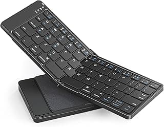 Foldable Bluetooth Keyboard, Portable Wireless Folding Keyboard (BT5.1 x 3), Pocket-Sized & Ultra-Slim, USB-C Rechargeable for iOS, Android, Windows Mac OS Laptop Tablet Smartphone, Black