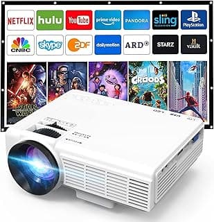 جهاز عرض صغير من فانكيو ليجر 3 برو، شاشة FHD 1080P و170 بوصة، LCD يبلغ 20000 ساعة، متوافق مع تي في ستيك وبلاي ستيشن 4 واتش دي ام اي وVGA وTF ، واي فاي، HDMI، متعدد الألوان، 2400 لومين، 1920 x 1080