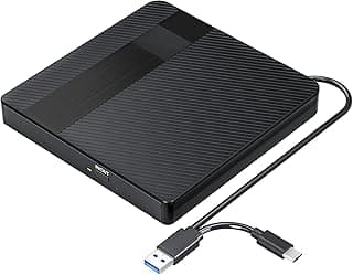 محرك أقراص DVD خارجي من KOKABI، USB 3.0 Type-C ناسخ CD/DVD +/-RW، قارئ وكاتب أقراص محمول نحيف جداً للابتوب، ماك بوك، كمبيوتر، ويندوز 11/10/8/7/XP لينكس