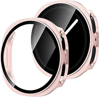 [2Pack for Samsung Galaxy Watch 8 2025 Screen Protector Case 44mm Accessories, Protective Face Cover for 44 mm, Hard Bumper Built-in Tempered Glass Film for Women Men