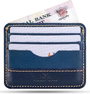 Genuine Leather Card Case for Men and Women | Premium Slim Card Holder | 7 Pockets (Navy 2)