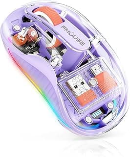 فوس ماوس لاسلكي جميل، ماوس بلوتوث شفاف مع مستقبل USB ونوع C لماك بوك/ايباد/لابتوب، ماوس محمول صامت قابل لاعادة الشحن للبنات والنساء مع ايدي صغيرة